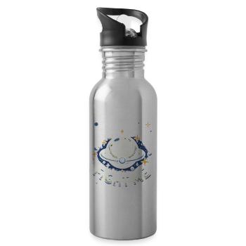 Pluto ist ein Planet Kämpfe gegen mich - Trinkflasche mit integriertem Trinkhalm - Lightsilver - Rechts