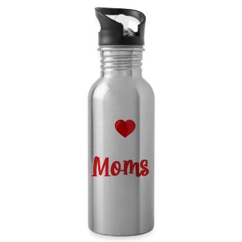 J’aime les mamans de hockey Joueurs de hockey Mamans - Gourde avec paille intégrée - argent clair - Droite