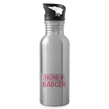 Mama Honigdachs - Trinkflasche mit integriertem Trinkhalm - Lightsilver - Rechts
