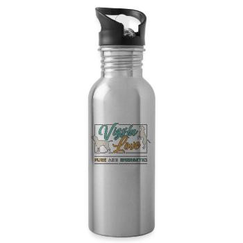 Vizsla Love Pure And Energetic Pet Owner Dog Lover - Water bottle with straw - silver - Right