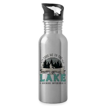 Canoë Emmène-moi au lac Kayak en plein air Rameur - Gourde avec paille intégrée - argent clair - Droite
