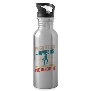 Pogo-stick jumpers defy not only the - Water bottle with straw - silver - Right