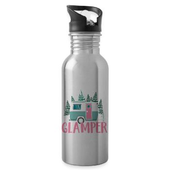 Rv Camping Camper Camping Femmes Happy Glamper - Gourde avec paille intégrée - argent clair - Droite