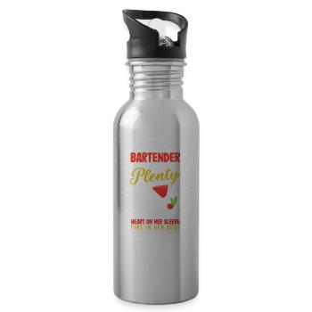Funny Bartender Saying Bartender Gift - Water bottle with straw - silver - Right