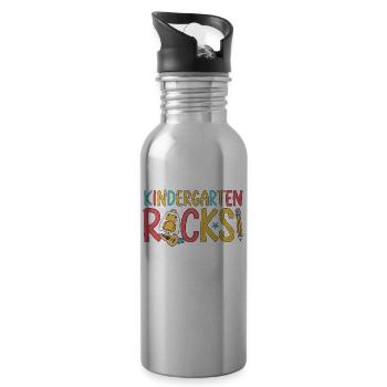 Kindergarten Rocks – Lustiges Design für Kinder - Trinkflasche mit integriertem Trinkhalm - Lightsilver - Rechts