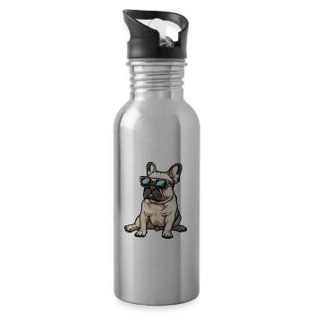 Chien bouledogue français - Gourde avec paille intégrée - argent clair - Droite
