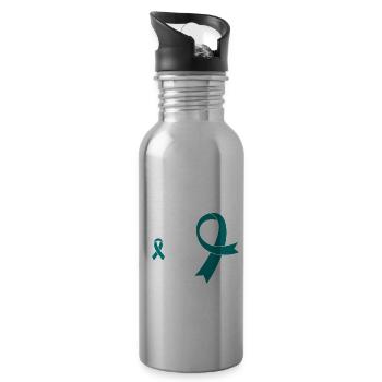 Husband Dad Sober Hero Addiction Recovery - Water bottle with straw - silver - Right