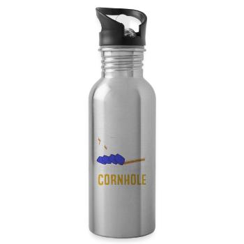 Cadeau amusant de joueur de cornhole - Gourde avec paille intégrée - argent clair - Droite