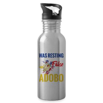 Sie Dachten, Gott Würde Sich Am Siebten Tag - Trinkflasche mit integriertem Trinkhalm - Lightsilver - Rechts
