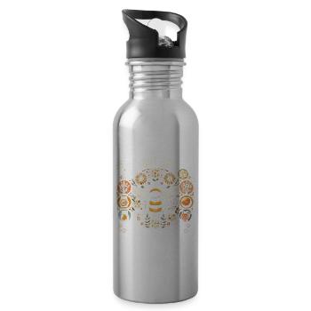 Ohne Bienen gäbe es das hier nicht - Trinkflasche mit integriertem Trinkhalm - Lightsilver - Rechts