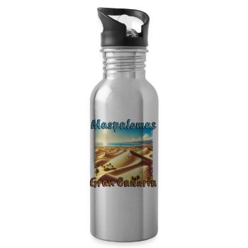 Maspalomas Dunes Beach Sunset Grunge - Water bottle with straw - silver - Right