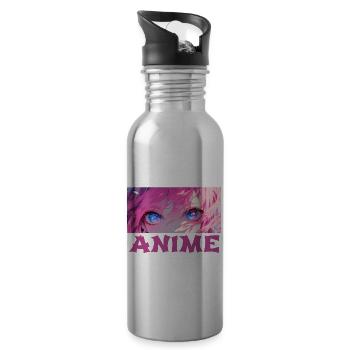 I Paused My Anime Manga Lustig Geschenk Japan - Trinkflasche mit integriertem Trinkhalm - Lightsilver - Rechts