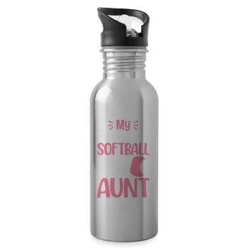 My favorite softball player calls me aunt - Water bottle with straw - silver - Right