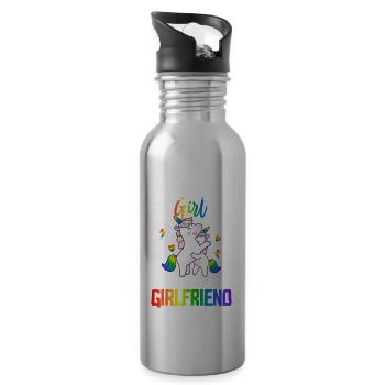 Tall Girl Needs A Short Girlfriend Lesbian Pride - Trinkflasche mit integriertem Trinkhalm - Lightsilver - Rechts