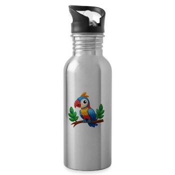 I Will Poop On Everything You Lose Budgie Parrot - Water bottle with straw - silver - Right