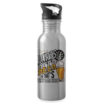Darts and Beer, that's why I'm here Gift idea - Water bottle with straw - silver - Right