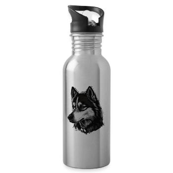 Husky Vintage Schlittenhunde Sibirischer Husky - Trinkflasche mit integriertem Trinkhalm - Lightsilver - Rechts