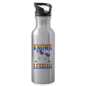 Nobody Knows I'm A Lesbian Pride LGBTQ Rainbow - Trinkflasche mit integriertem Trinkhalm - Lightsilver - Rechts