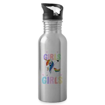 J’aime les filles qui aiment les filles comme la fierté lesbienne - Gourde avec paille intégrée - argent clair - Droite