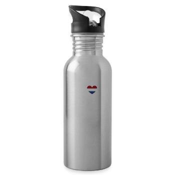 I Love London Netherlands Flag Cool Paris France - Water bottle with straw - silver - Right