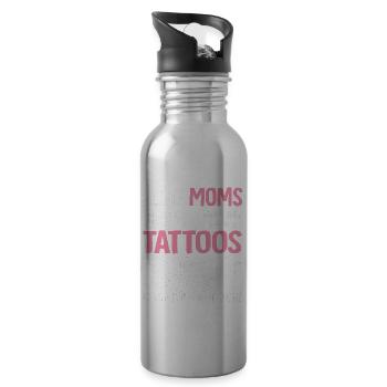 Moms Tattoos Bad Words Tattooed Inked Mom - Trinkflasche mit integriertem Trinkhalm - Lightsilver - Rechts