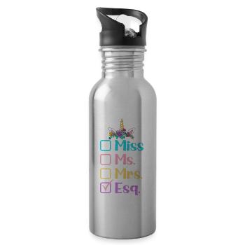 Female Lawyer Miss Ms. Mrs. Esq. Graphic for - Water bottle with straw - silver - Right