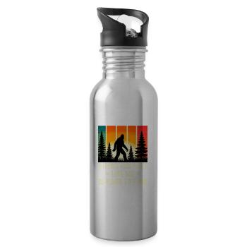 Waldhornist Schwer Zu Finden, Lustiger Bigfoot - Trinkflasche mit integriertem Trinkhalm - Lightsilver - Rechts