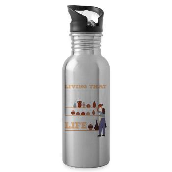 Lustiges Töpfer Töpfern Geschenk Geschenkidee - Trinkflasche mit integriertem Trinkhalm - Lightsilver - Rechts
