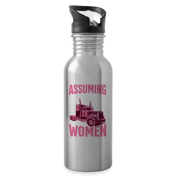 Trucker Truck Driver Most Women a été votre premier - Gourde avec paille intégrée - argent clair - Droite