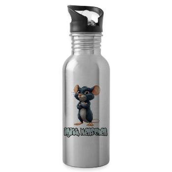 Lustige Ratte Mit Spruch, Igitt, Menschen - Trinkflasche mit integriertem Trinkhalm - Lightsilver - Rechts