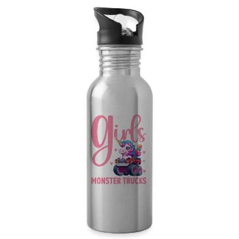Girls Like Monster Trucks Too Monster Truck Girl - Trinkflasche mit integriertem Trinkhalm - Lightsilver - Rechts