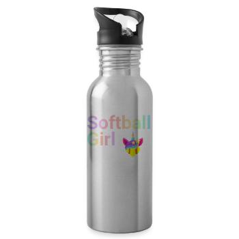 Softball Girl Same As A Normal Girl Weibliche - Trinkflasche mit integriertem Trinkhalm - Lightsilver - Rechts
