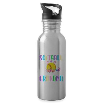 Meine Lieblings-Softballspielerin nennt mich Oma - Trinkflasche mit integriertem Trinkhalm - Lightsilver - Rechts
