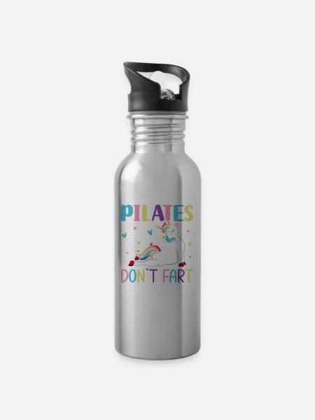 Pilates Don't Fart Funny Pilates Instructor Yoga - Trinkflasche mit integriertem Trinkhalm - Lightsilver