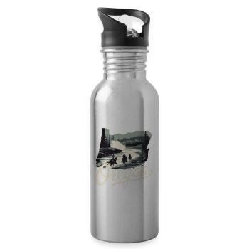 Oregon Portland Amerika Bundesstaat für Oregon - Trinkflasche mit integriertem Trinkhalm - Lightsilver - Rechts