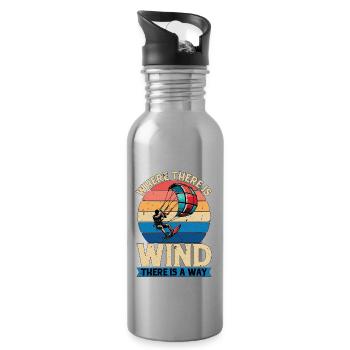 Kiteboarding Where There Is Wind Loves Surfing - Trinkflasche mit integriertem Trinkhalm - Lightsilver - Rechts