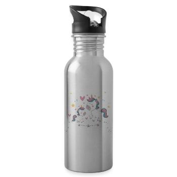 Ich werde eine große Schwester Einhorn - Trinkflasche mit integriertem Trinkhalm - Lightsilver - Rechts