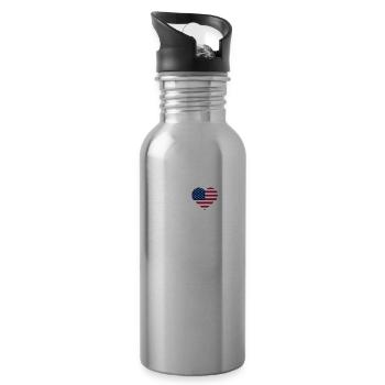 I love Amsterdam USA Flagge American Lover Flag Wortspiel - Trinkflasche mit integriertem Trinkhalm - Lightsilver - Rechts