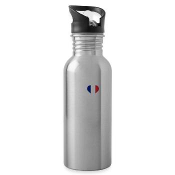 I Love Amsterdam France Flag Heart Cool Netherland - Water bottle with straw - silver - Right