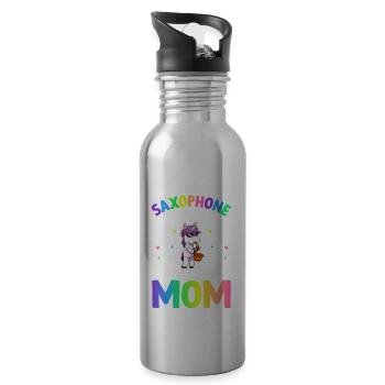 My Favourite Saxophone Player Calls Me Mom - Trinkflasche mit integriertem Trinkhalm - Lightsilver - Rechts