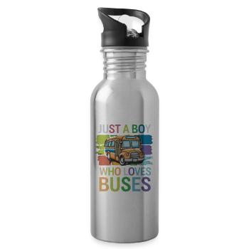 Just a Boy Who Loves Buses for Bus Lovers für - Trinkflasche mit integriertem Trinkhalm - Lightsilver - Rechts