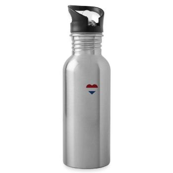 I Love Amsterdam Cool Flag Statue Of Liberty Pun - Water bottle with straw - silver - Right