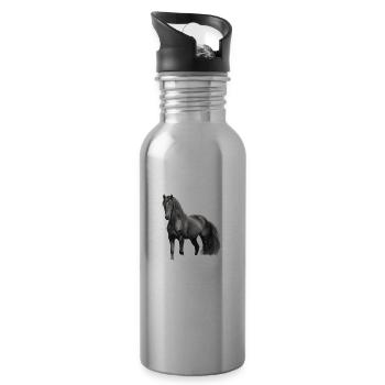 I love my Friesian to the moon and back - Water bottle with straw - silver - Right