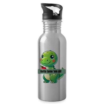 Gotta tame em all! T-Rex - Trinkflasche mit integriertem Trinkhalm - Lightsilver - Rechts