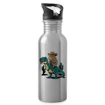 Niedliches Capybara auf Dinosaurier für einen - Trinkflasche mit integriertem Trinkhalm - Lightsilver - Rechts