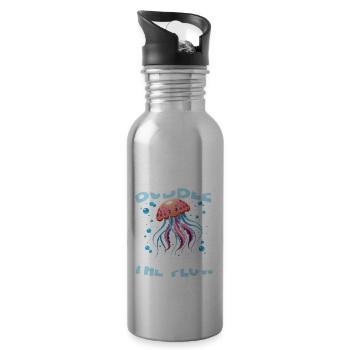 Life's a Bubble Just Go With The Flow - Trinkflasche mit integriertem Trinkhalm - Lightsilver - Rechts