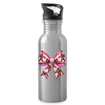 Coquette Bogen Bigfoot Sasquatch Yeti Muster - Trinkflasche mit integriertem Trinkhalm - Lightsilver - Rechts