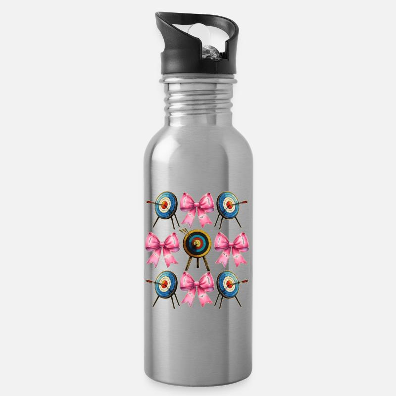 Coquette Bogen Bogenschießen Bogen und Pfeil - Trinkflasche mit integriertem Trinkhalm - Lightsilver