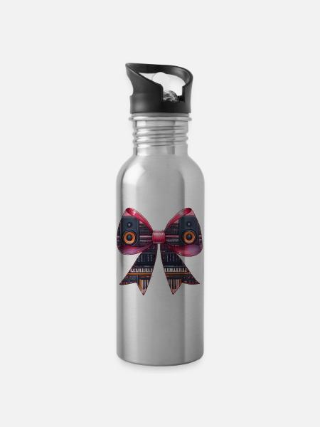 Coquette Bow Tontechniker Tontechniker - Trinkflasche mit integriertem Trinkhalm - Lightsilver