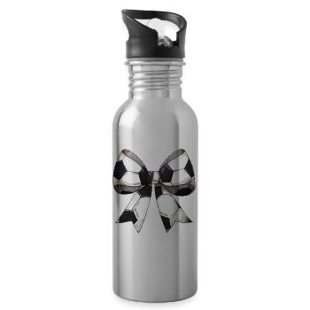Coquette Bow Soccer Ball Muster Mothers Day - Trinkflasche mit integriertem Trinkhalm - Lightsilver - Rechts